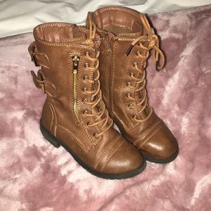 Brown Leather Little Girl Boots